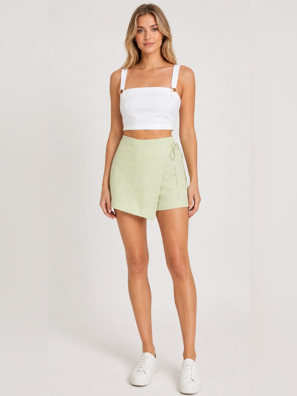 Love Bonito Albertha Tweed A-Line Wrap Skort XS Apple Green High Waist NWT